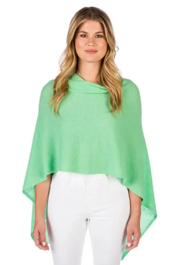 100% Cashmere Draped Dress Topper - Aloha Green