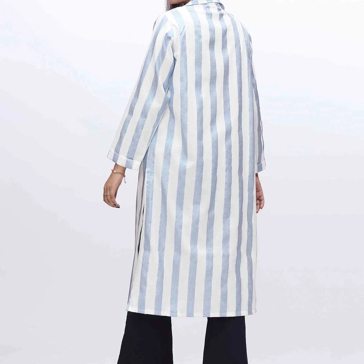 1PC- Stripe Over Coat PW3236