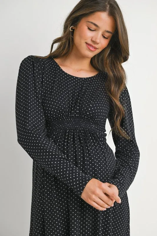 2908 Polka Dot Cinched Waist Maternity Knit Dress