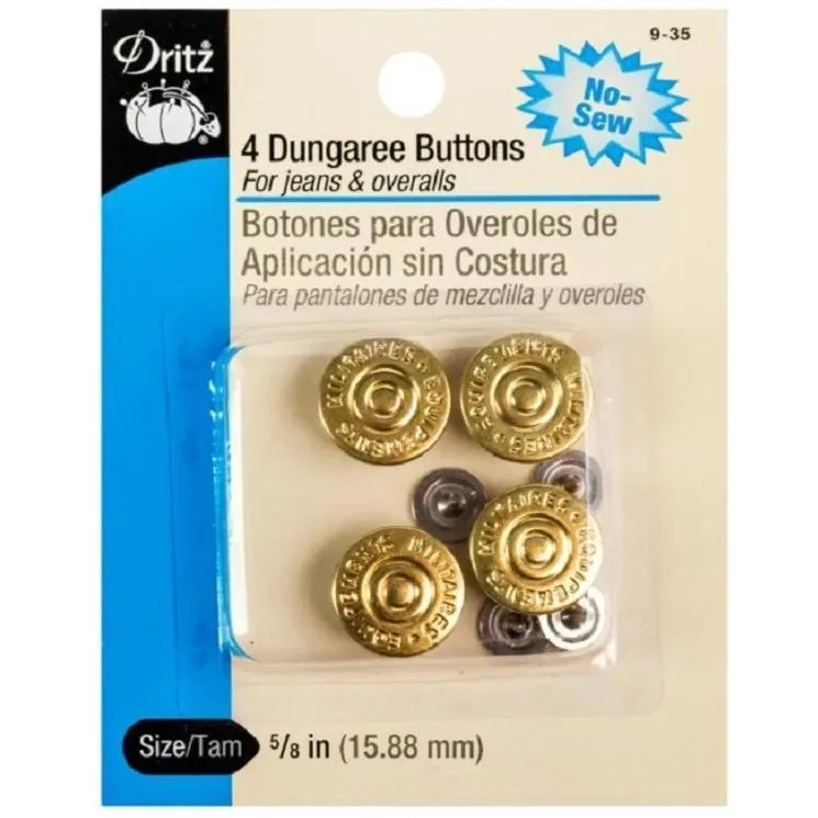 4 Dungaree Buttons Gold