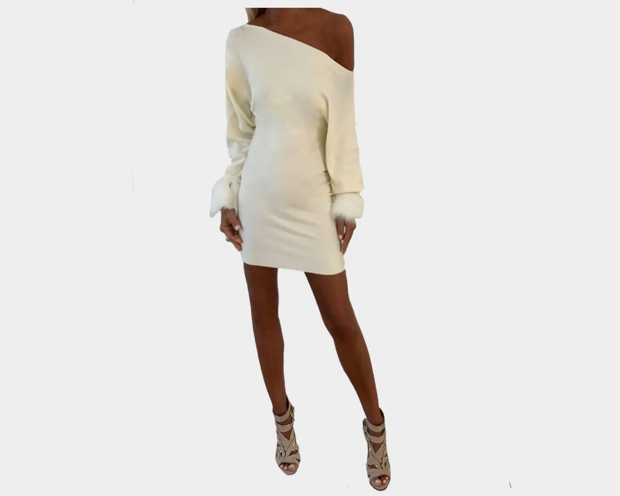 5 Blanc Cassé Knit Off The Shoulder Dress - The St. Moritz