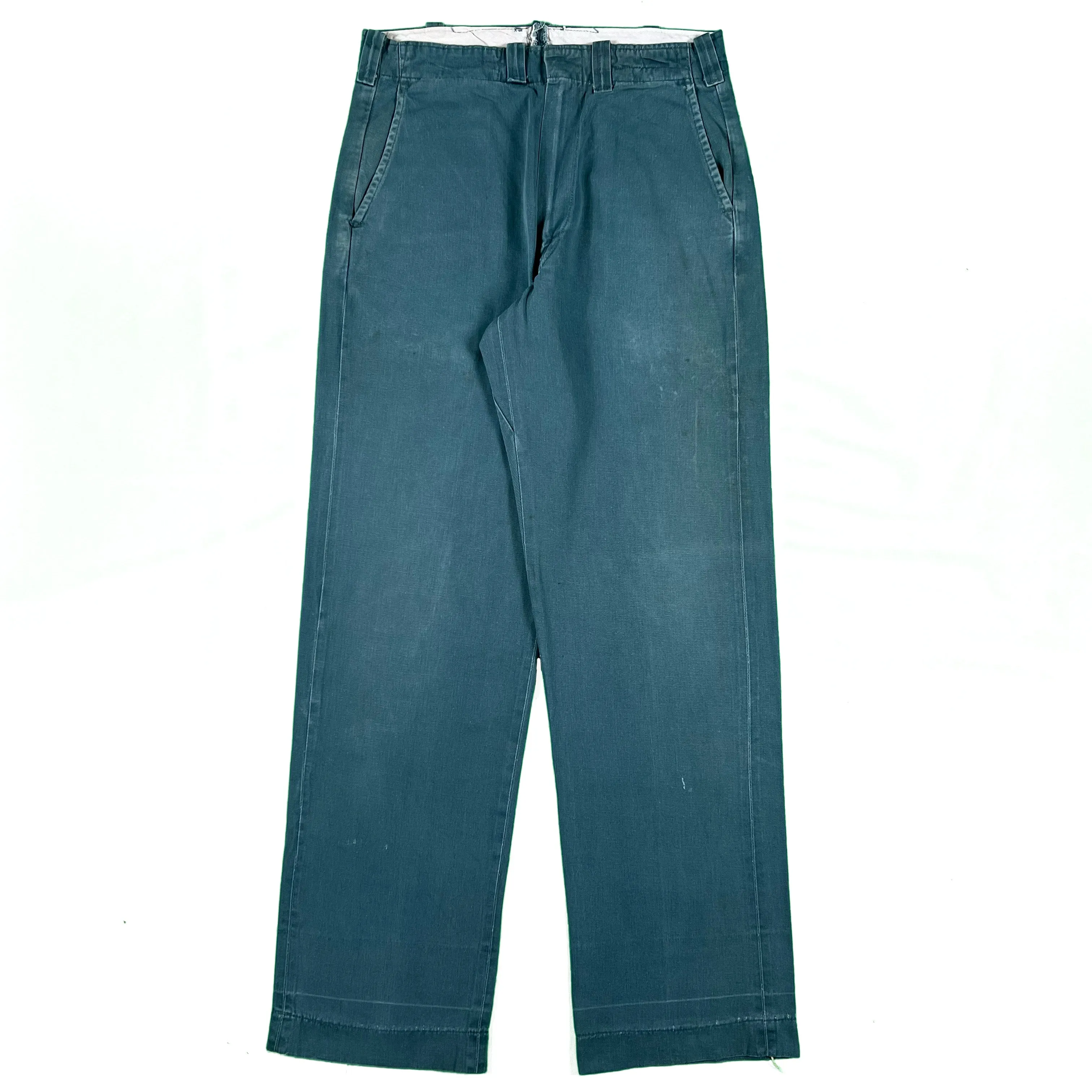 50s Aqua Green Cotton Work Chinos- 30x31.5