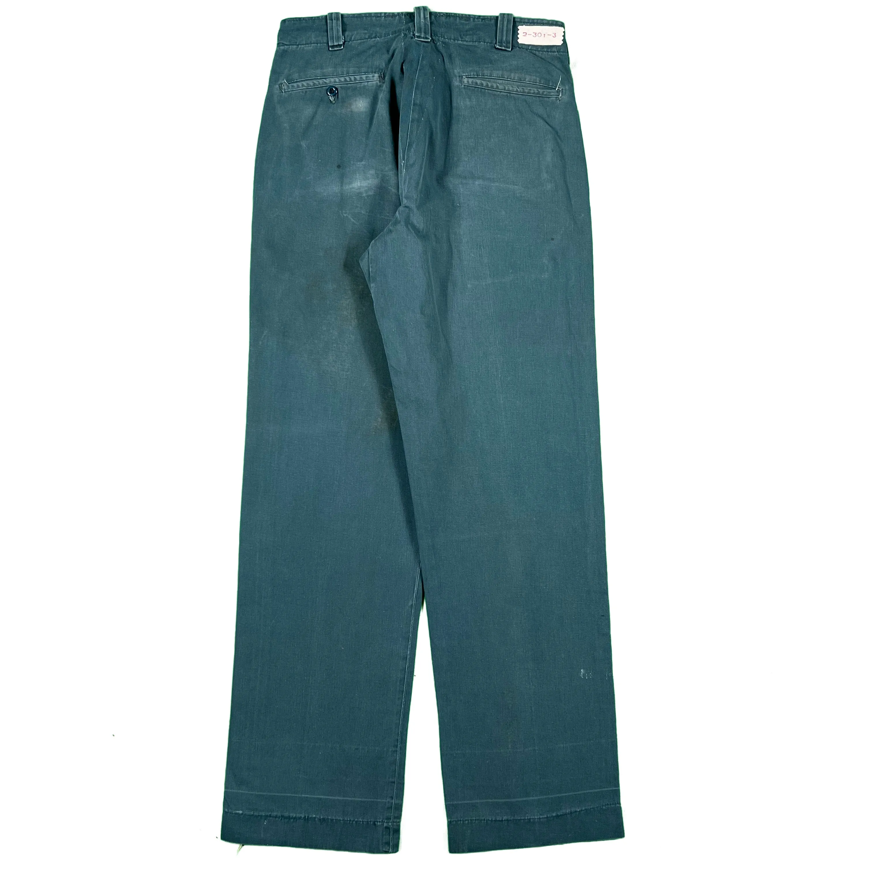 50s Aqua Green Cotton Work Chinos- 30x31.5