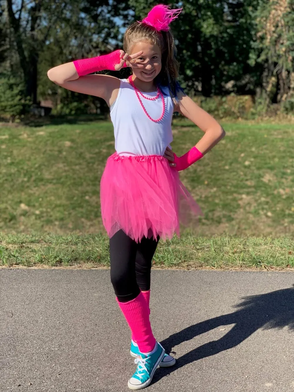 80s Costume in Neon Hot Pink - 4 Piece Pixie Tutu Set for Girls, Adult, & Plus Sizes