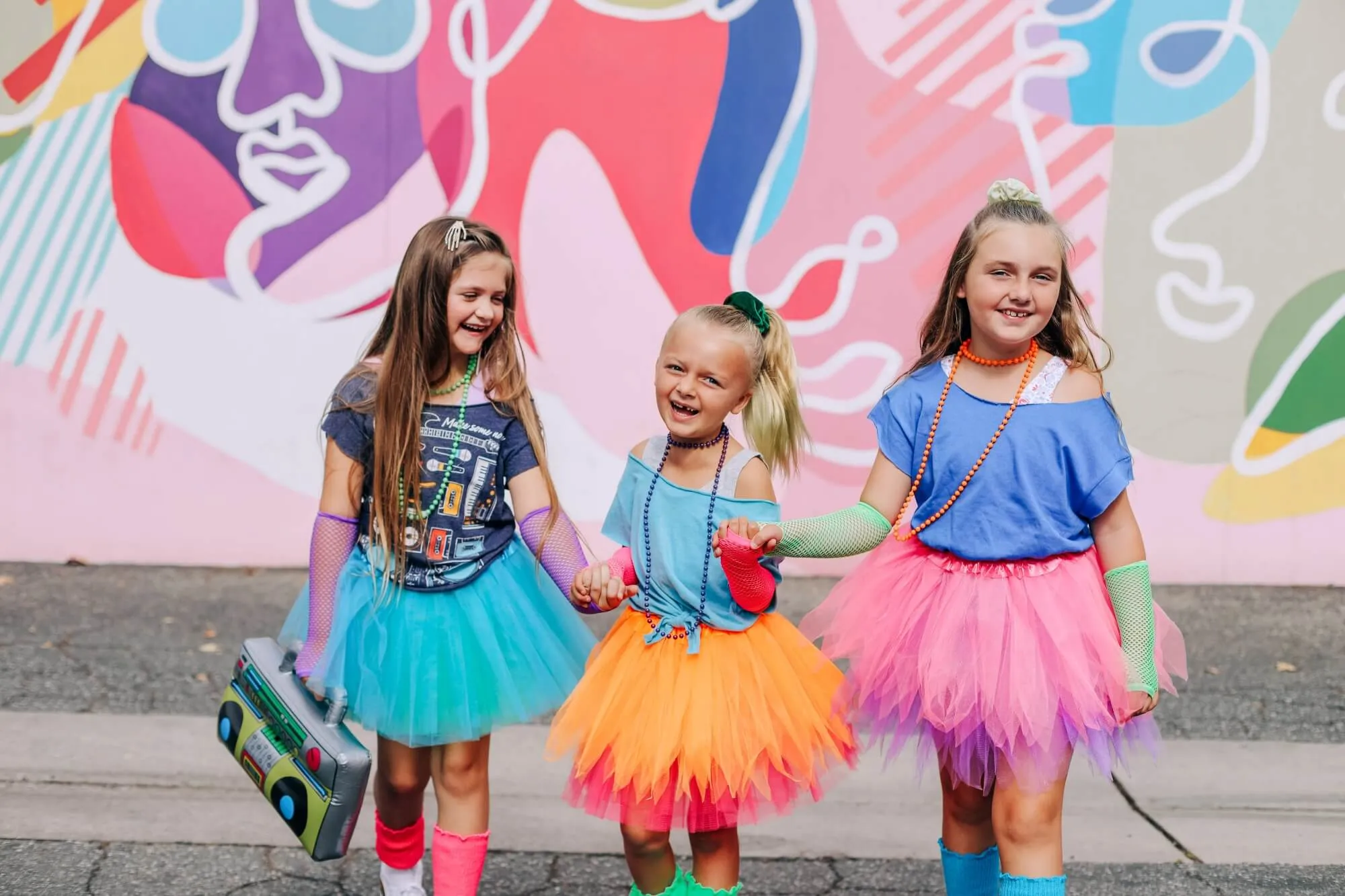 80s Costume in Neon Orange - 4 Piece Pixie Tutu Set for Girls, Adult, & Plus Sizes