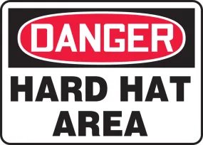 Accuform® 7" X 10" Red, Black And White Aluminum Safety Signs "DANGER HARD HAT AREA"