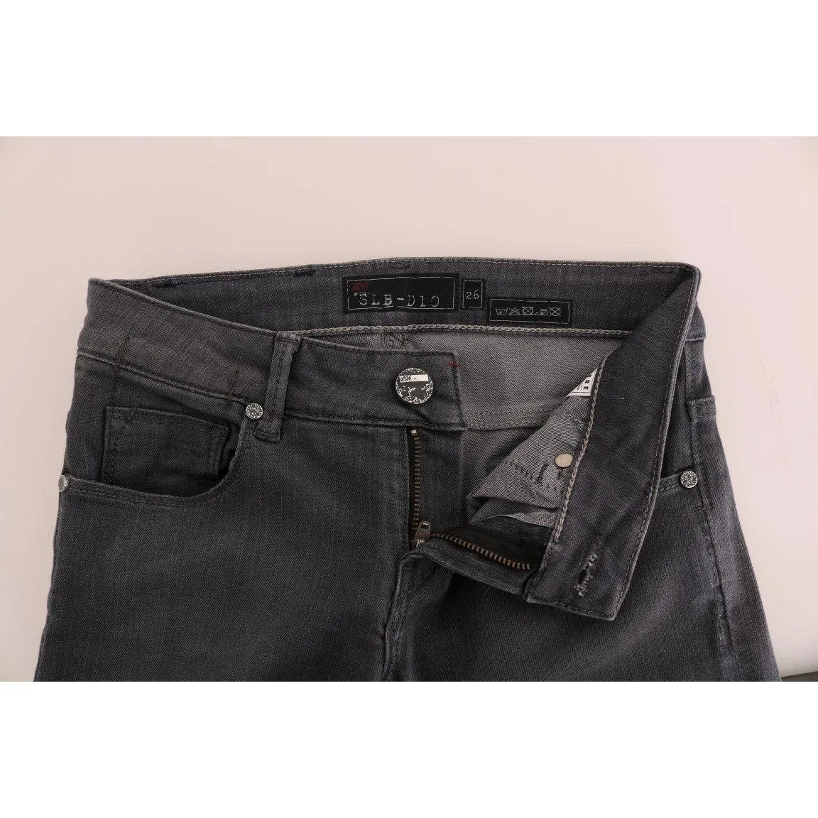 Acht Sleek Gray Slim-Fit Designer Jeans