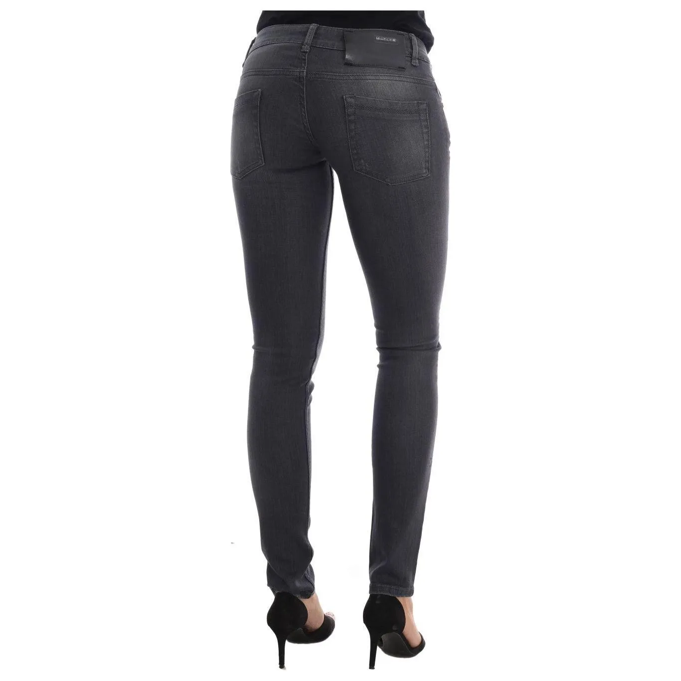 Acht Sleek Gray Slim-Fit Designer Jeans