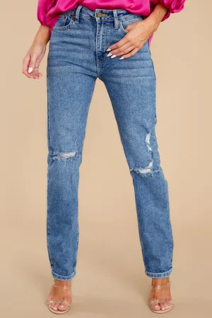 All The Rage Medium Wash Distressed Straight Jeans