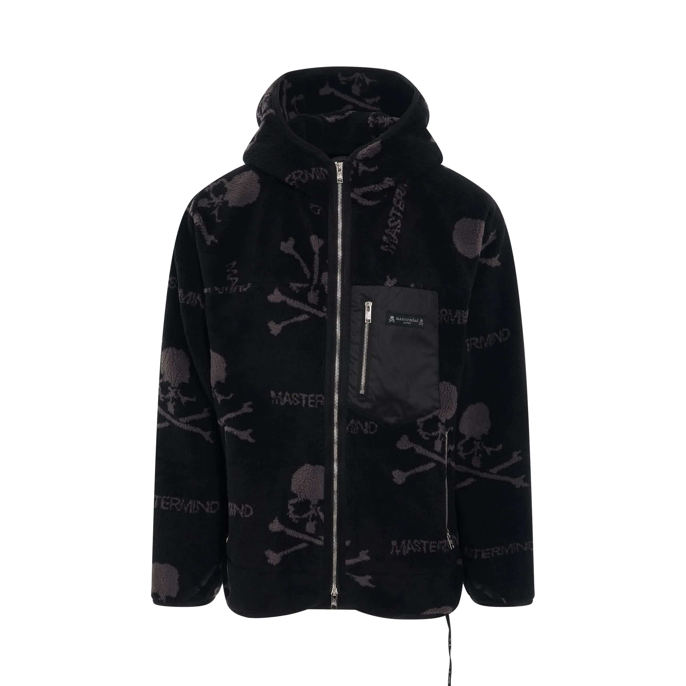 Allover Skull Logo Sherpa Hooded Jacket