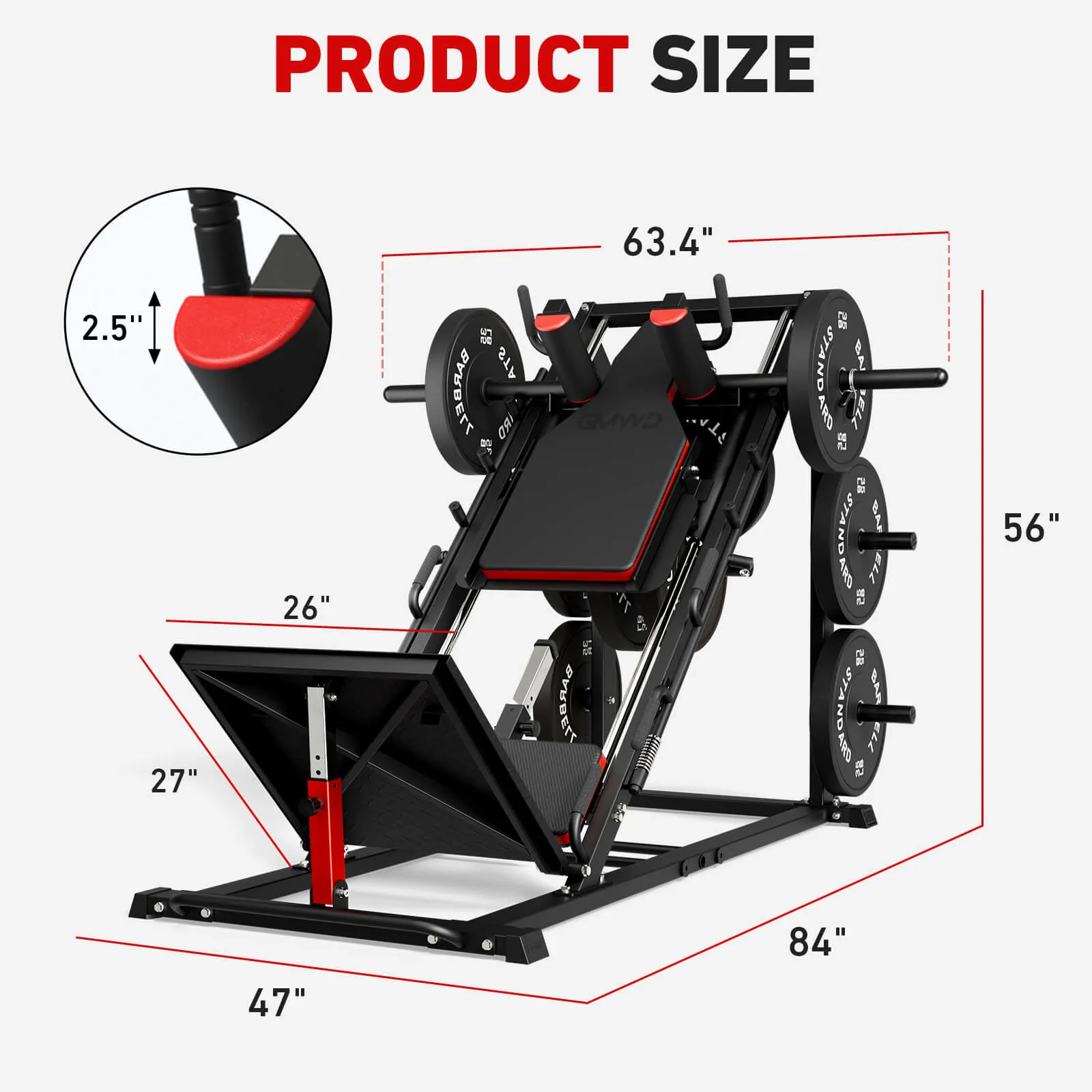 Arete™ 3-In-1 Leg Press Hack Squat Machine With Calf Block