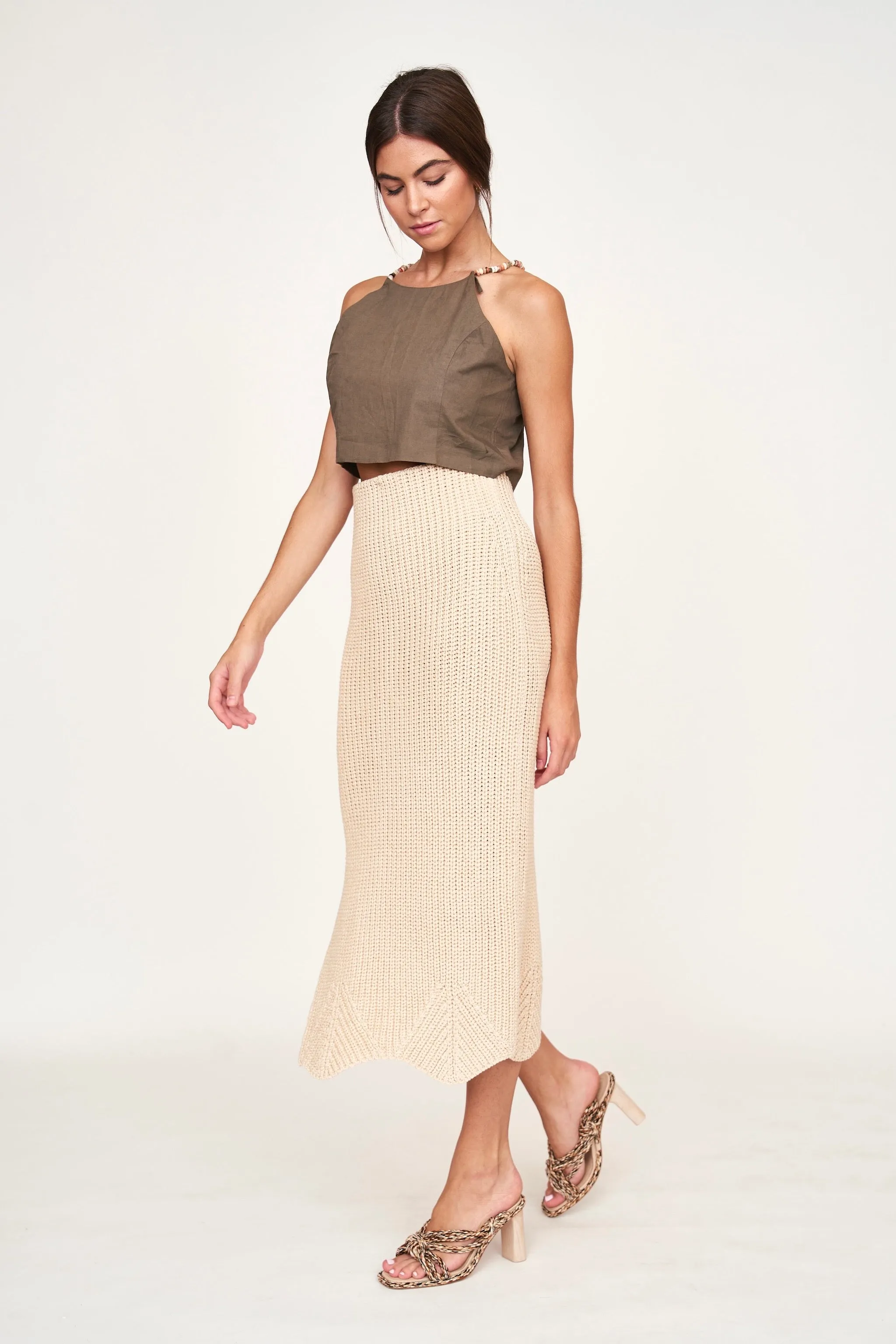 Arles Slim Knit Skirt in Shell