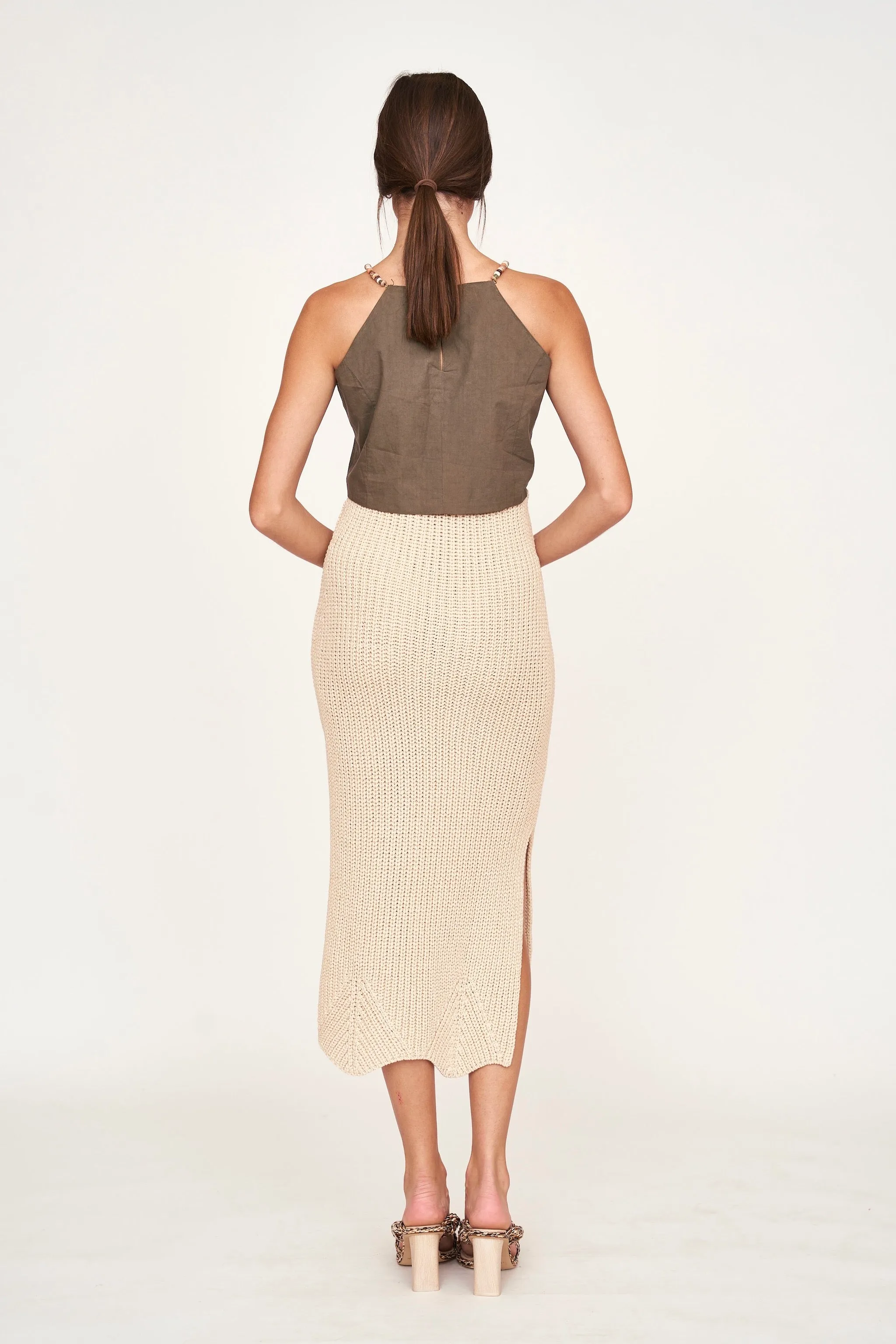 Arles Slim Knit Skirt in Shell