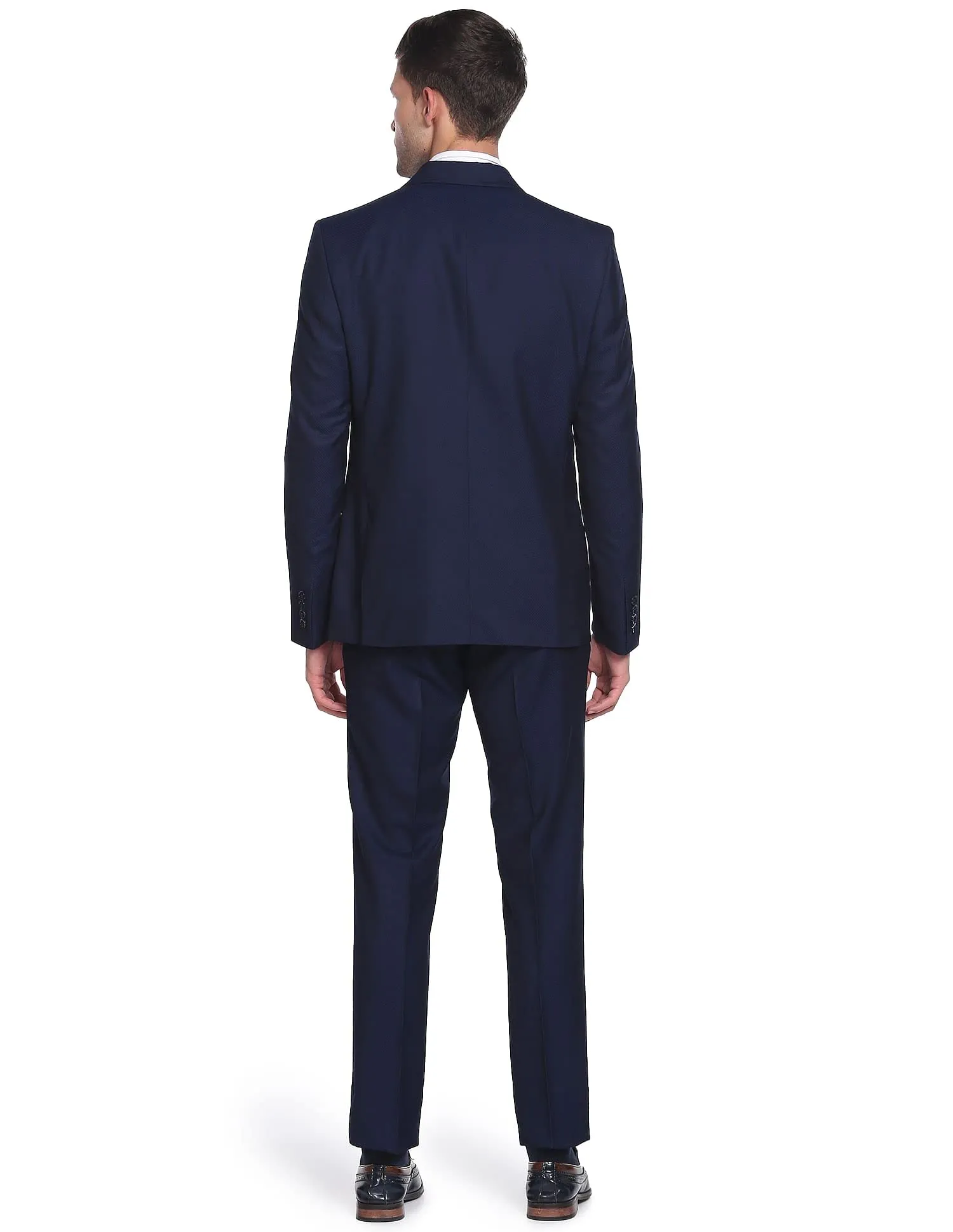 Arrow Men's Polyester Single Breasted Suits (ARAFSU5525_Blue