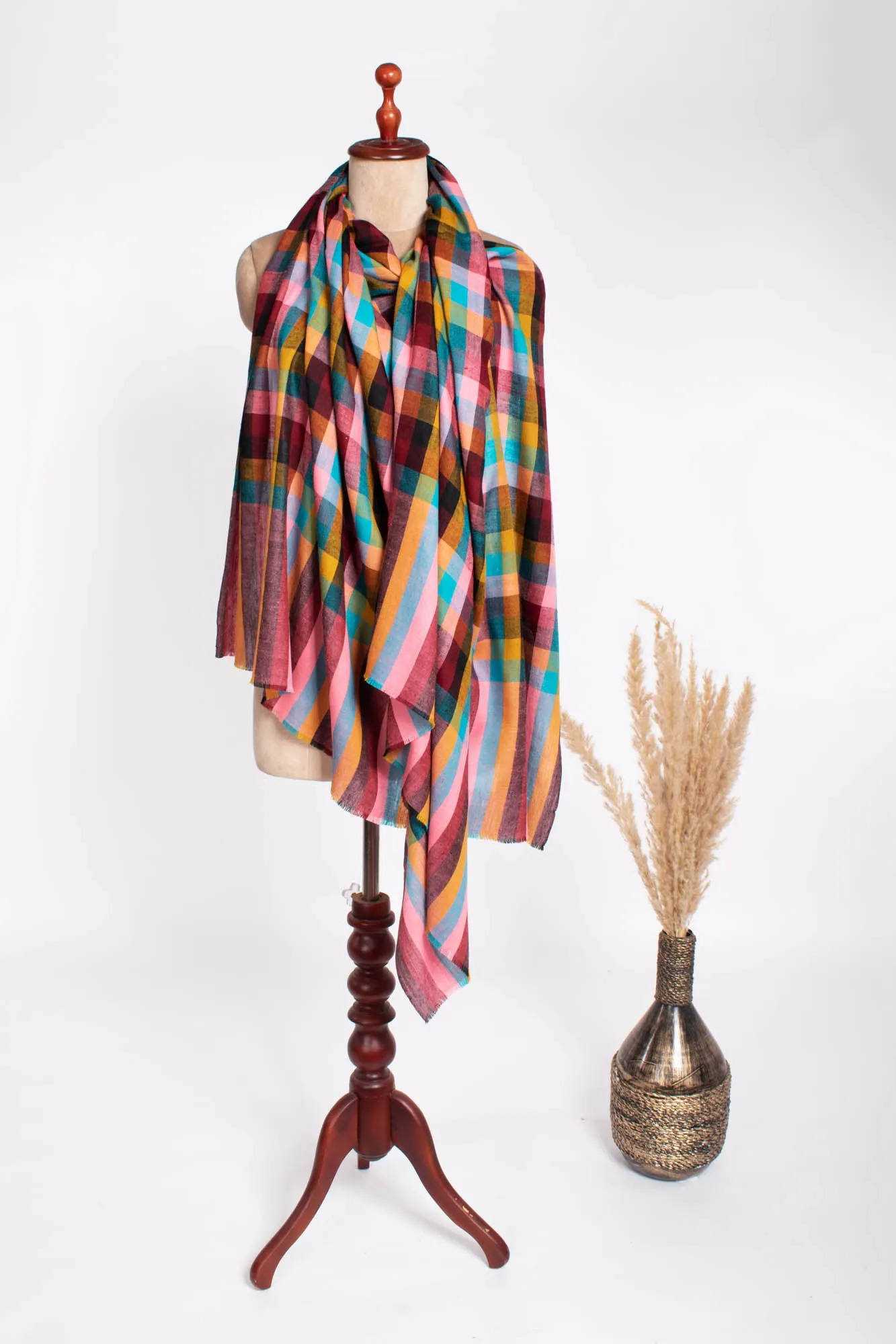 Artisan Crafted Multicolor Kashmiri Pure Pashmina Shawl  - DORSET