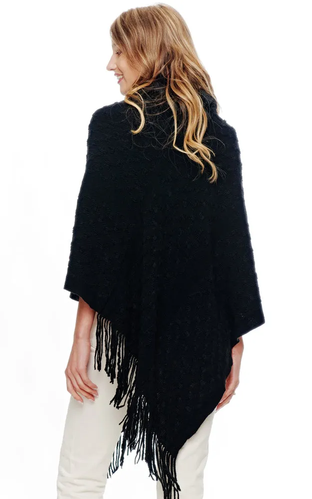 BAAP2039 Soft Fur Neck Poncho w/Fringes