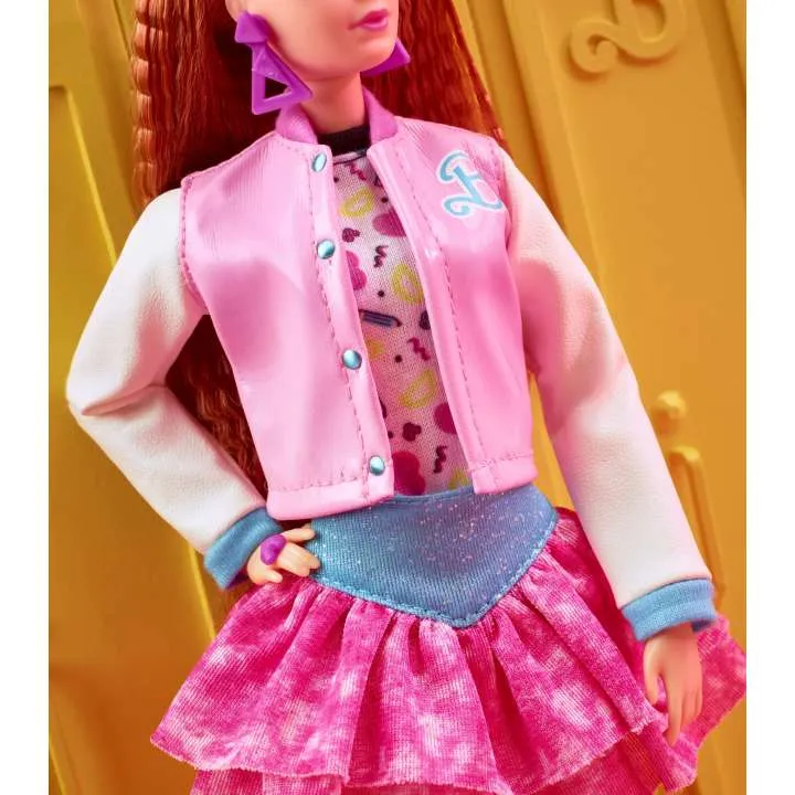 Barbie Rewind Doll, '80S Edition Schoolin' Around Outfit with Varsity Jacket, Acid-Washed Skirt and Rad Accessories