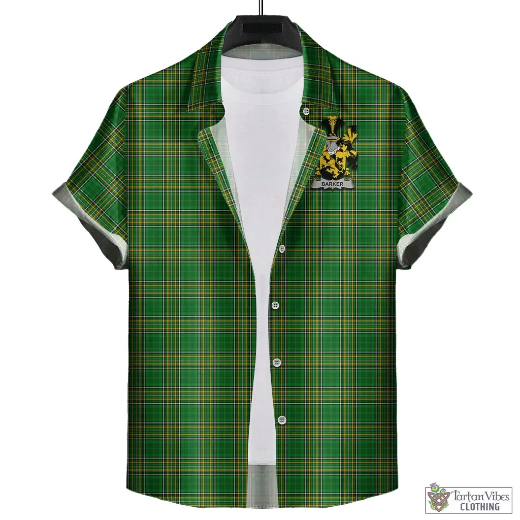 Barker Irish Clan Tartan Short Sleeve Button Up with Coat of Arms