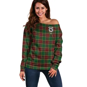 Baxter Tartan Off Shoulder Women Sweater with Family Crest