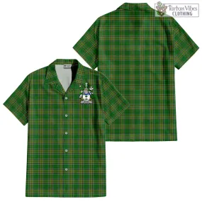 Beirne Irish Clan Tartan Short Sleeve Button Up with Coat of Arms