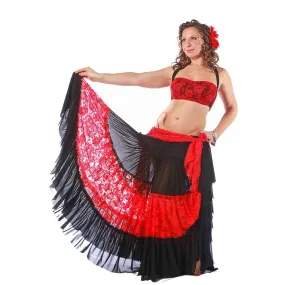 Belly Dance Skirt, Top, & Hip Scarf Costume Set | COLOR DOBLE