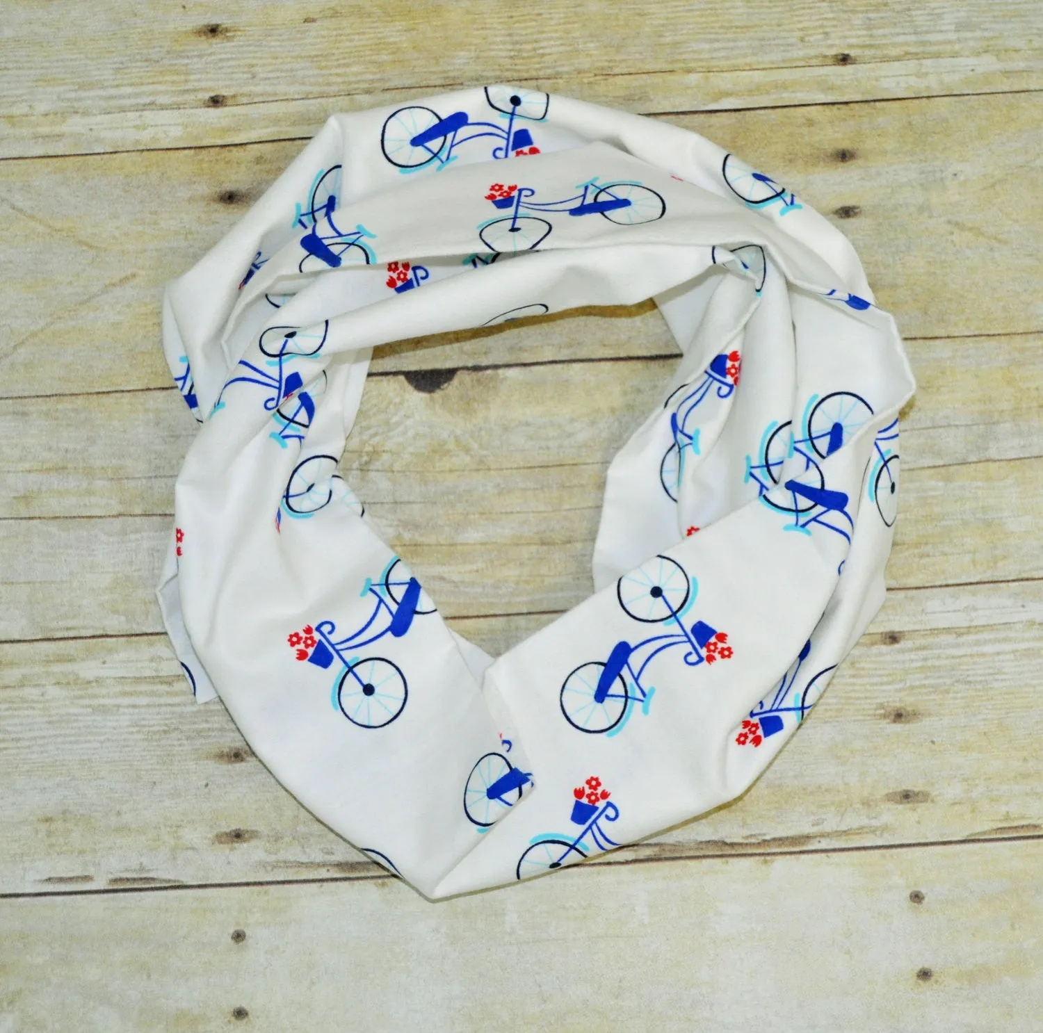 bicycle scarf infinity scarf, bike scarf,soft baby scarf, trendy baby scarf,  unisex baby scarf, mini infinity scarf, child loop scarf