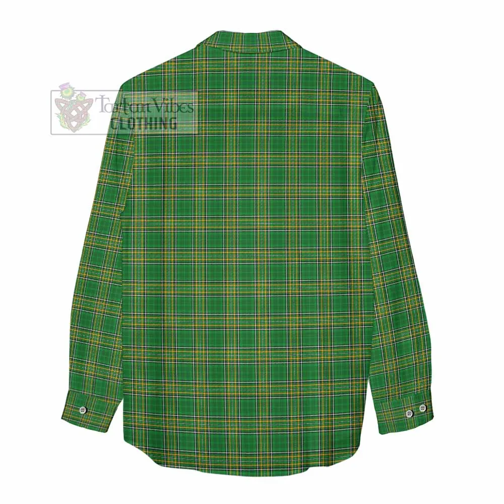 Birch Irish Clan Tartan Women's Casual Shirt with Coat of Arms