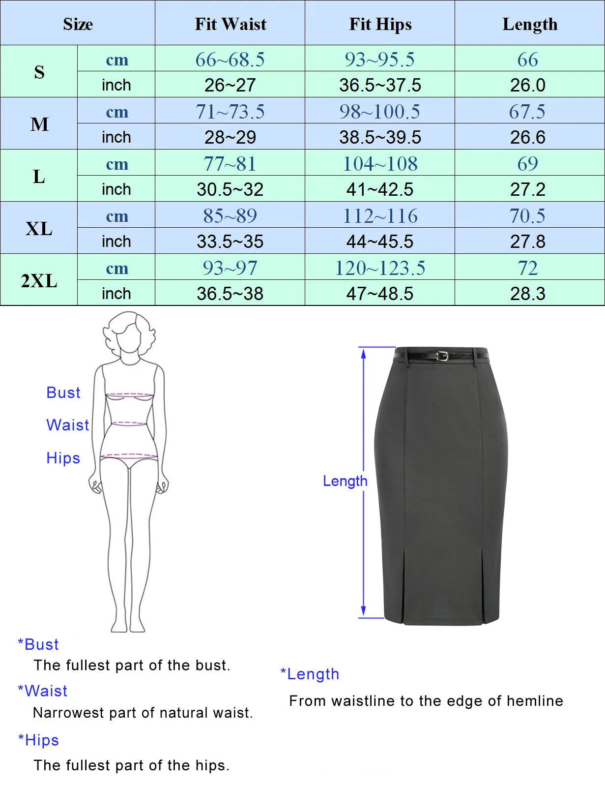 Bodycon Skirt with Belt OL High Waist Knee Length Pencil Skirt