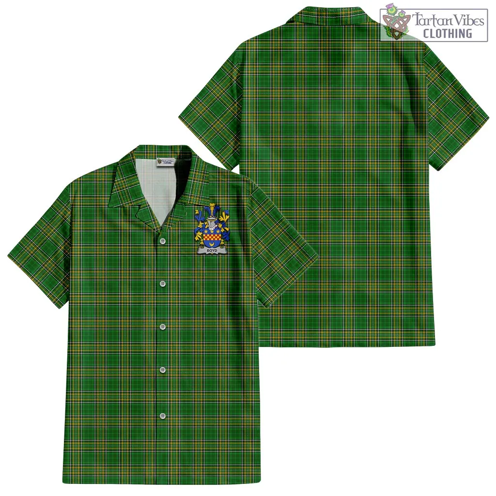 Boyd of Danson Irish Clan Tartan Short Sleeve Button Up with Coat of Arms