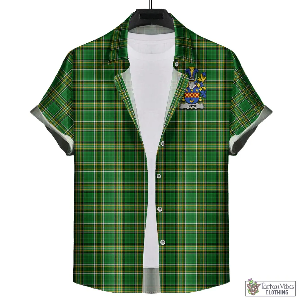 Boyd of Danson Irish Clan Tartan Short Sleeve Button Up with Coat of Arms