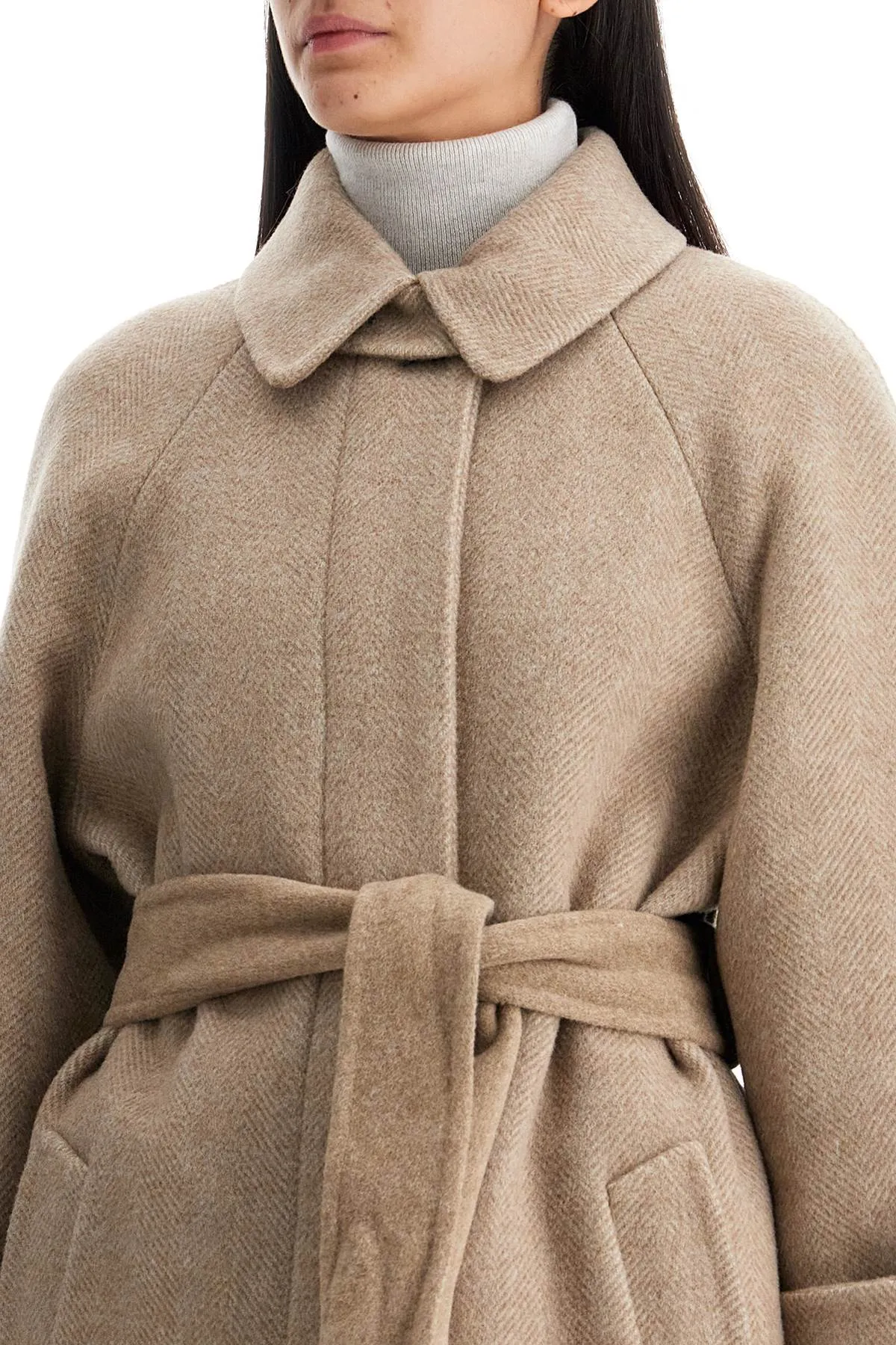 BRUNELLO CUCINELLI wool and cashmere coat with belt.