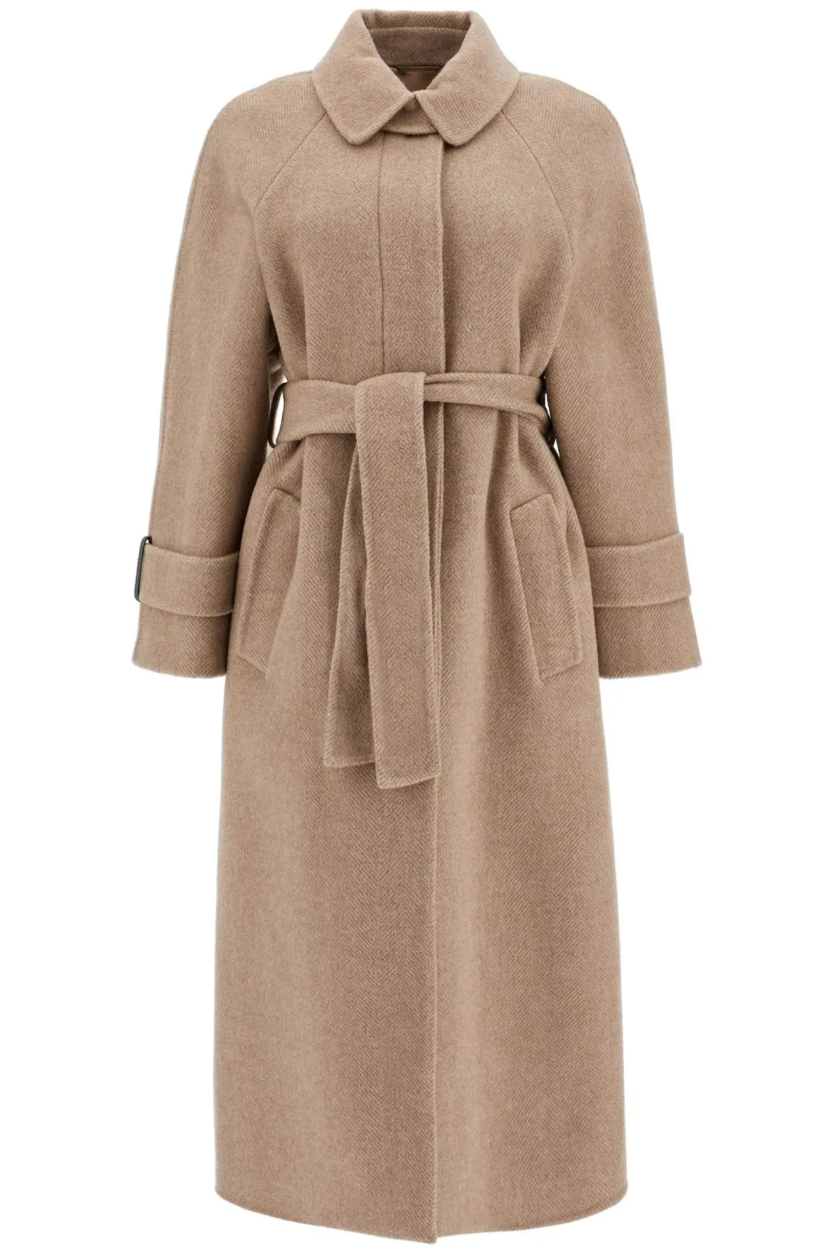 BRUNELLO CUCINELLI wool and cashmere coat with belt.