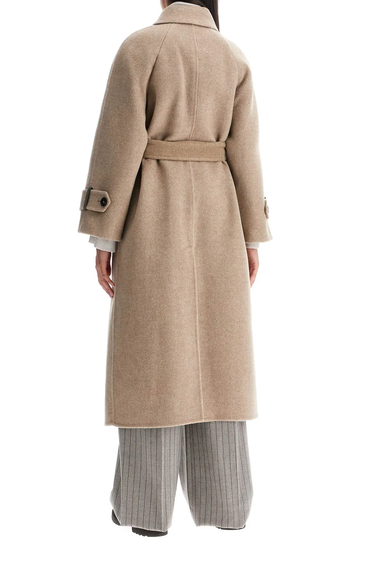 BRUNELLO CUCINELLI wool and cashmere coat with belt.