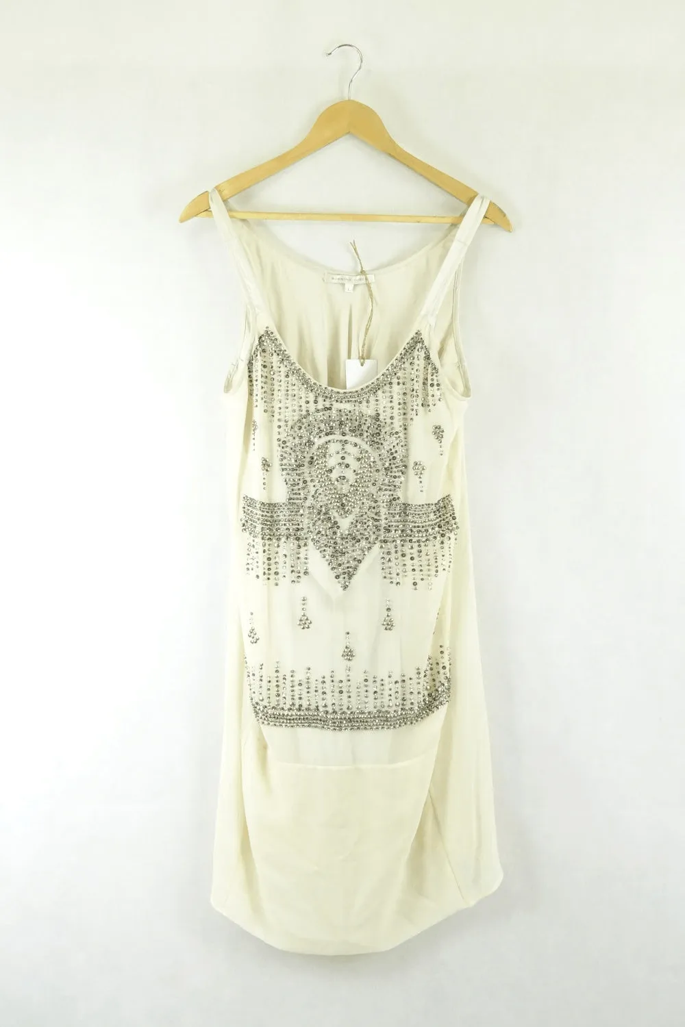 Burning Torch Cream Dress With Studs And Crystals Throughout The Dress L