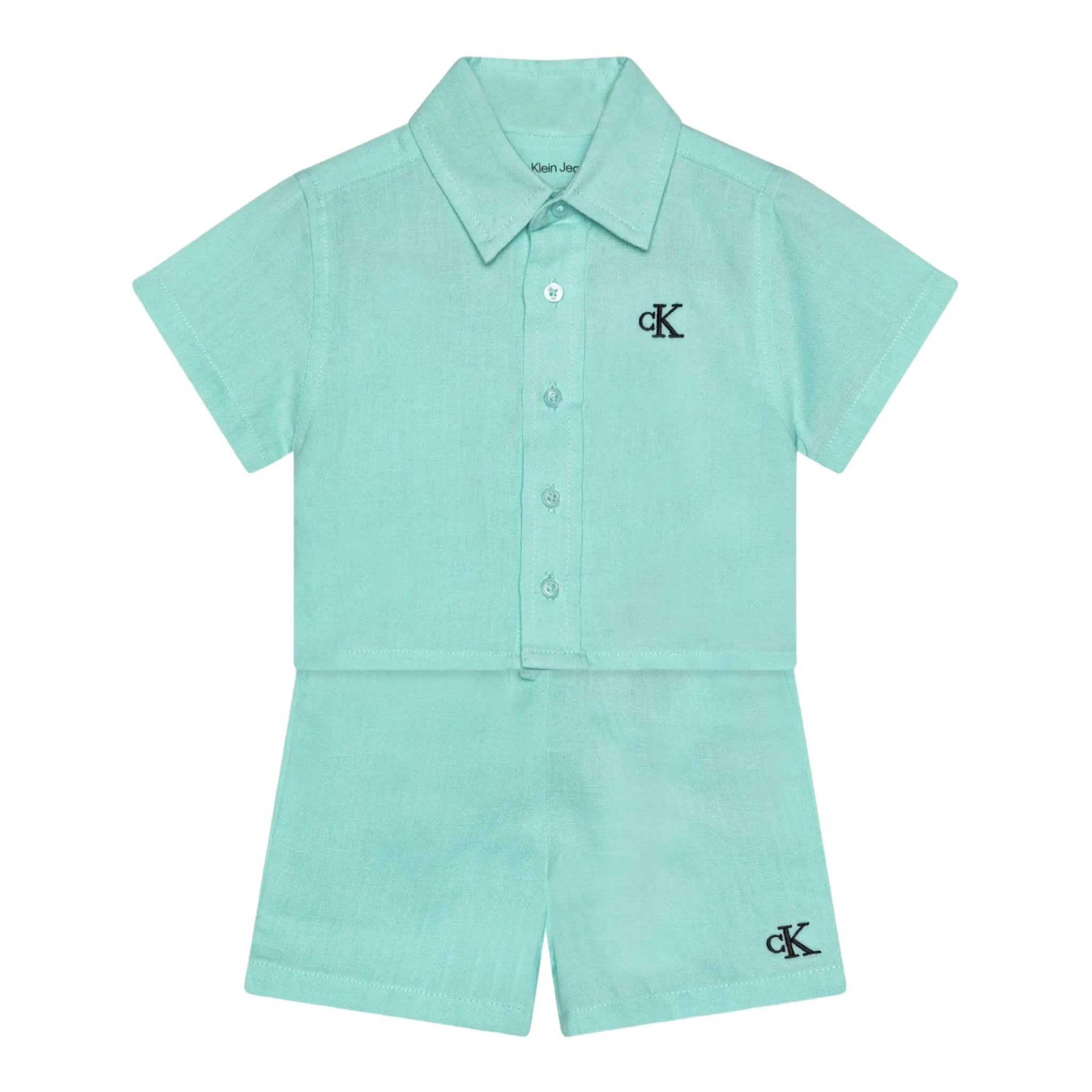 Calvin Klein - 2 piece aqua linen shorts outfit