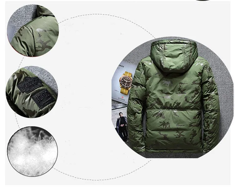 Camouflage Men's Winter Jacket Coat Hooded Casual Slim Down Parka Autumn Camo Windproof Warm Mens Overcoat