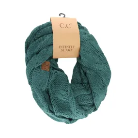 C.C CABLE KNIT INFINITY SCARF (PETREL GREEN)