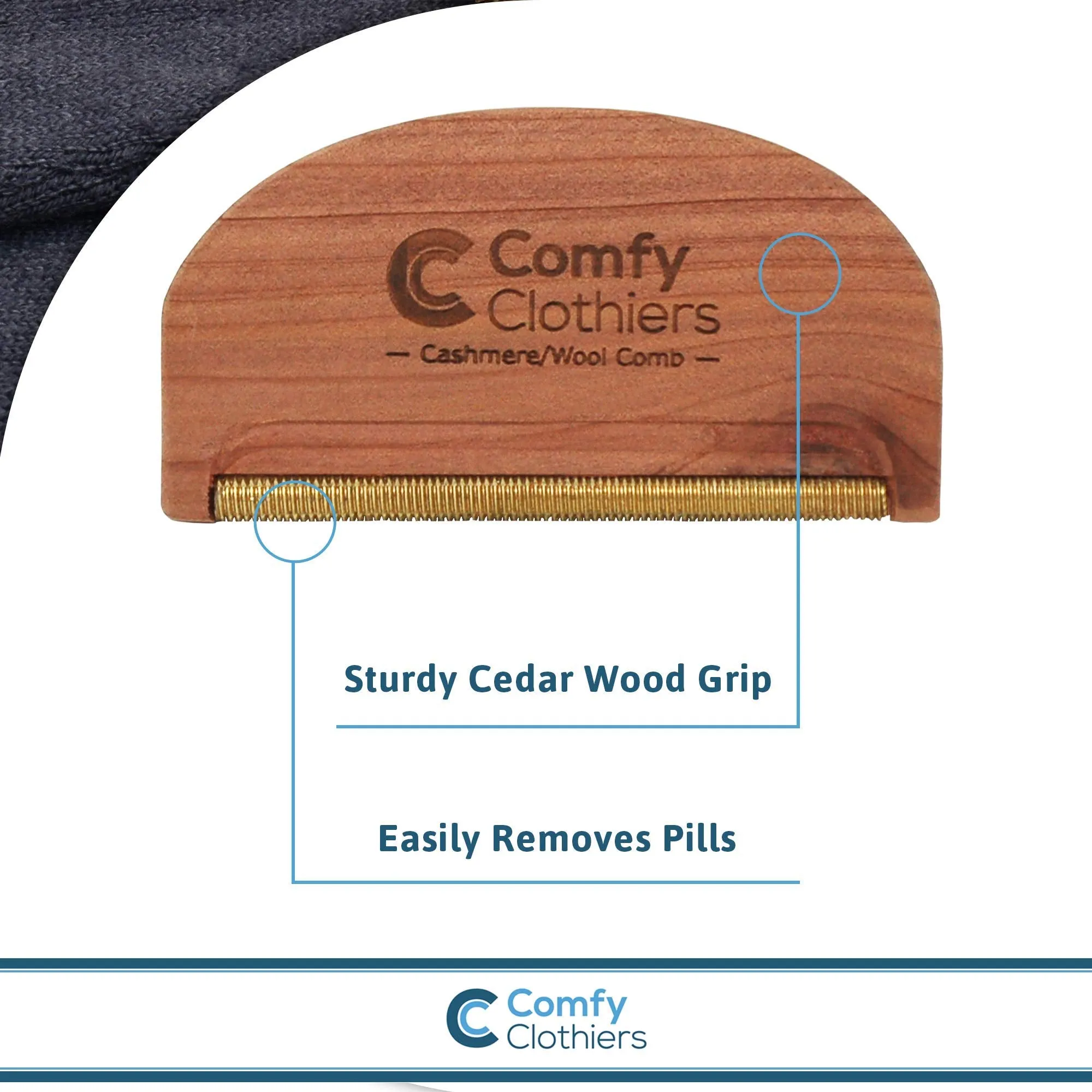 Cedar Wood Cashmere Comb & Beech Wood Sweater Shaver Comb Combo Pack