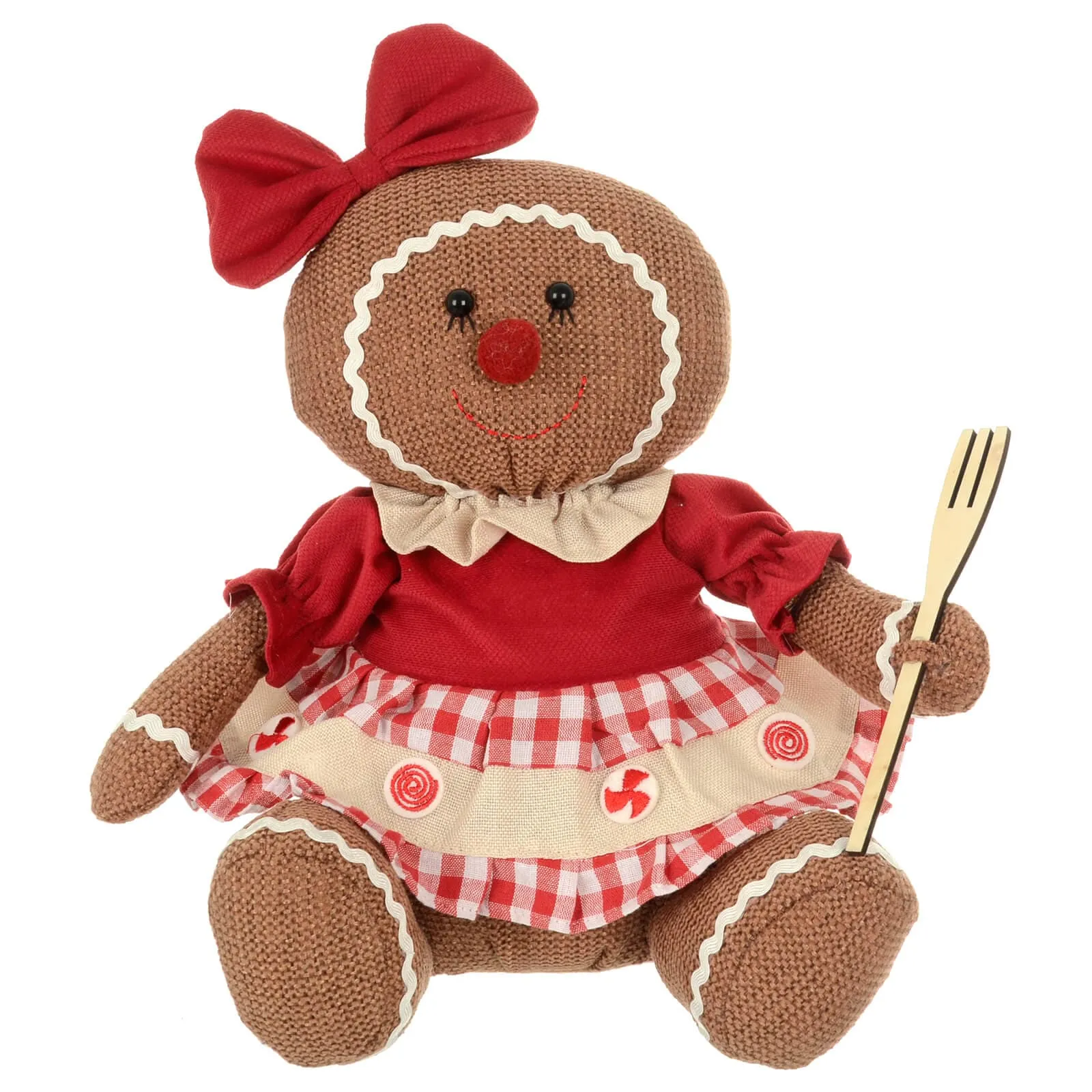 Christmas Gingerbread Figure Fabric Decoration Sitting 33cm