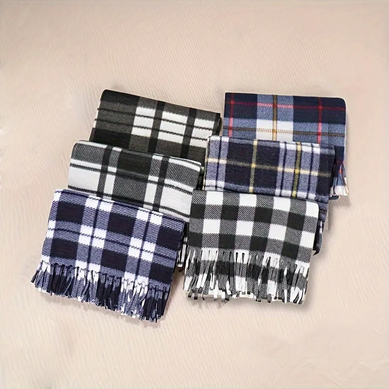 Classic British Plaid Tassel Scarf Stylish Soft Warm Versatile Shawl Autumn Winter Unisex Coldproof Inelastic Scarf