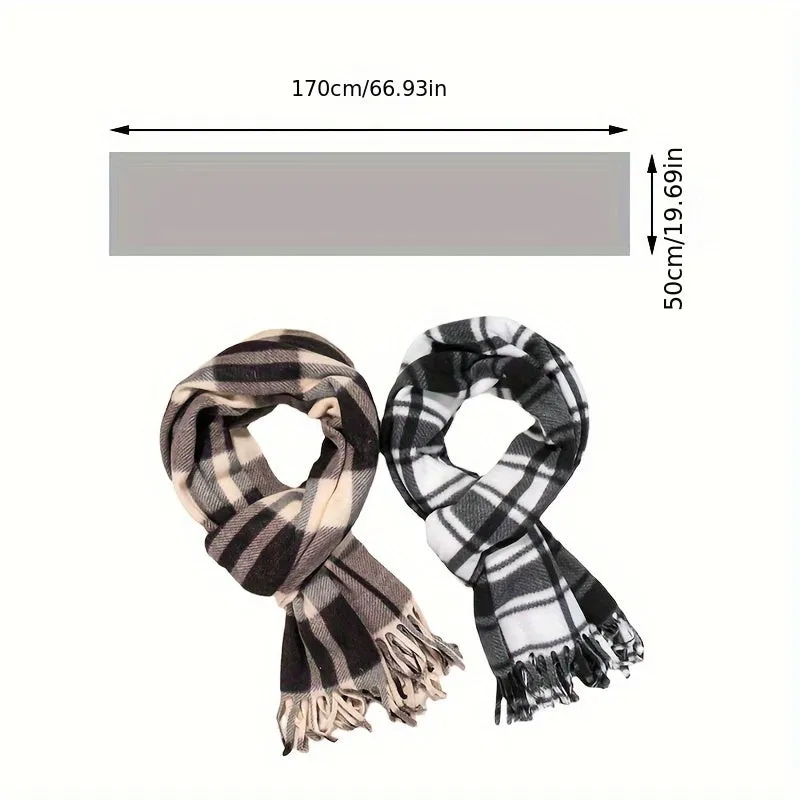 Classic British Plaid Tassel Scarf Stylish Soft Warm Versatile Shawl Autumn Winter Unisex Coldproof Inelastic Scarf