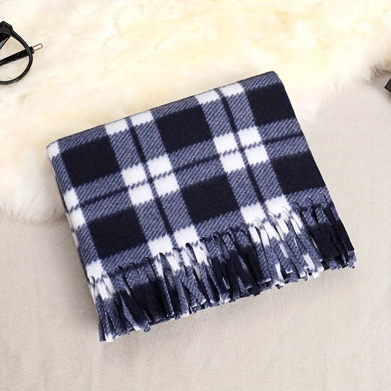 Classic British Plaid Tassel Scarf Stylish Soft Warm Versatile Shawl Autumn Winter Unisex Coldproof Inelastic Scarf