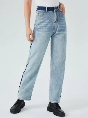 Colorblock Pocket High Waist Jeans