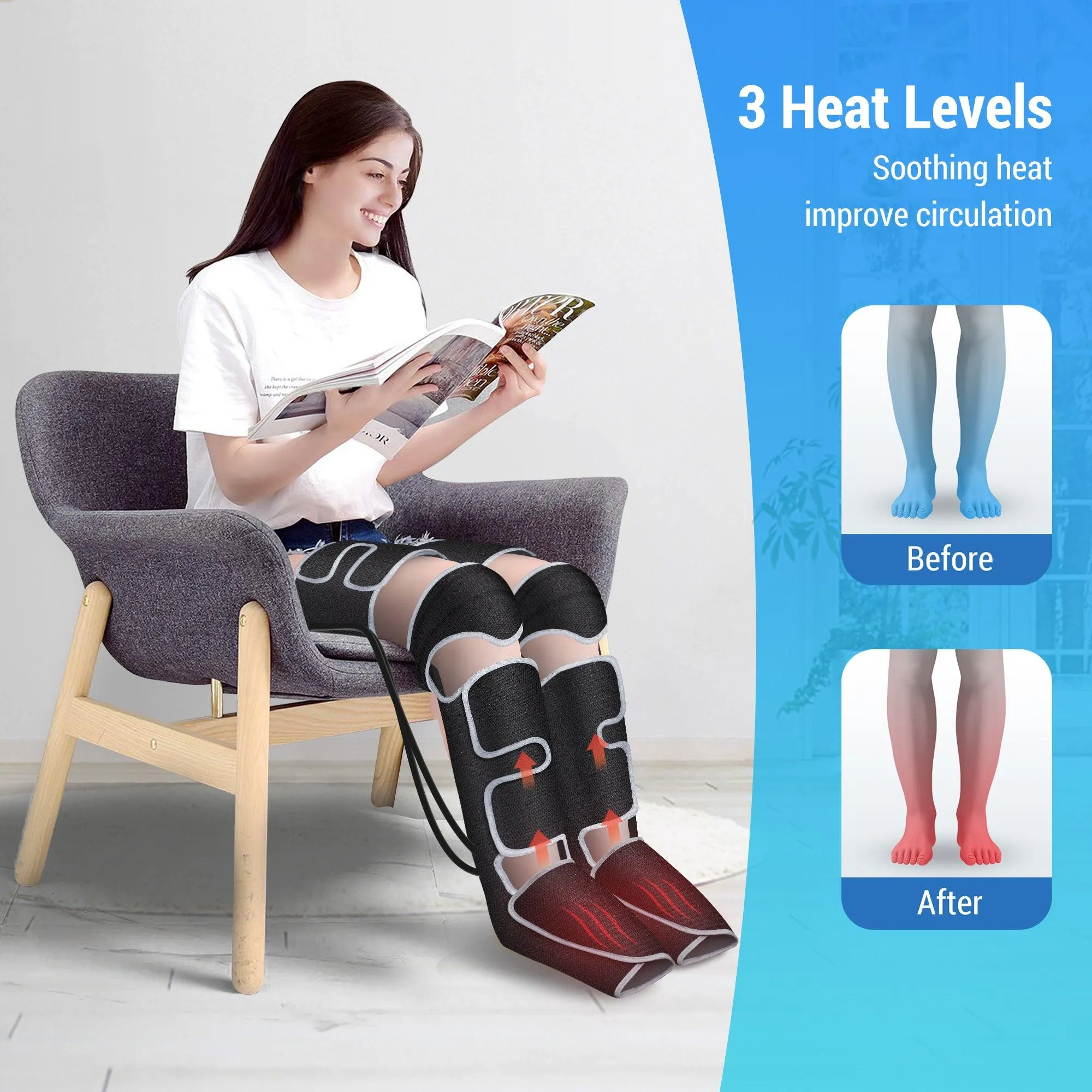 Comfier Leg Massager for Pain Relief, Leg Compression Machine --CF-7204B-WM