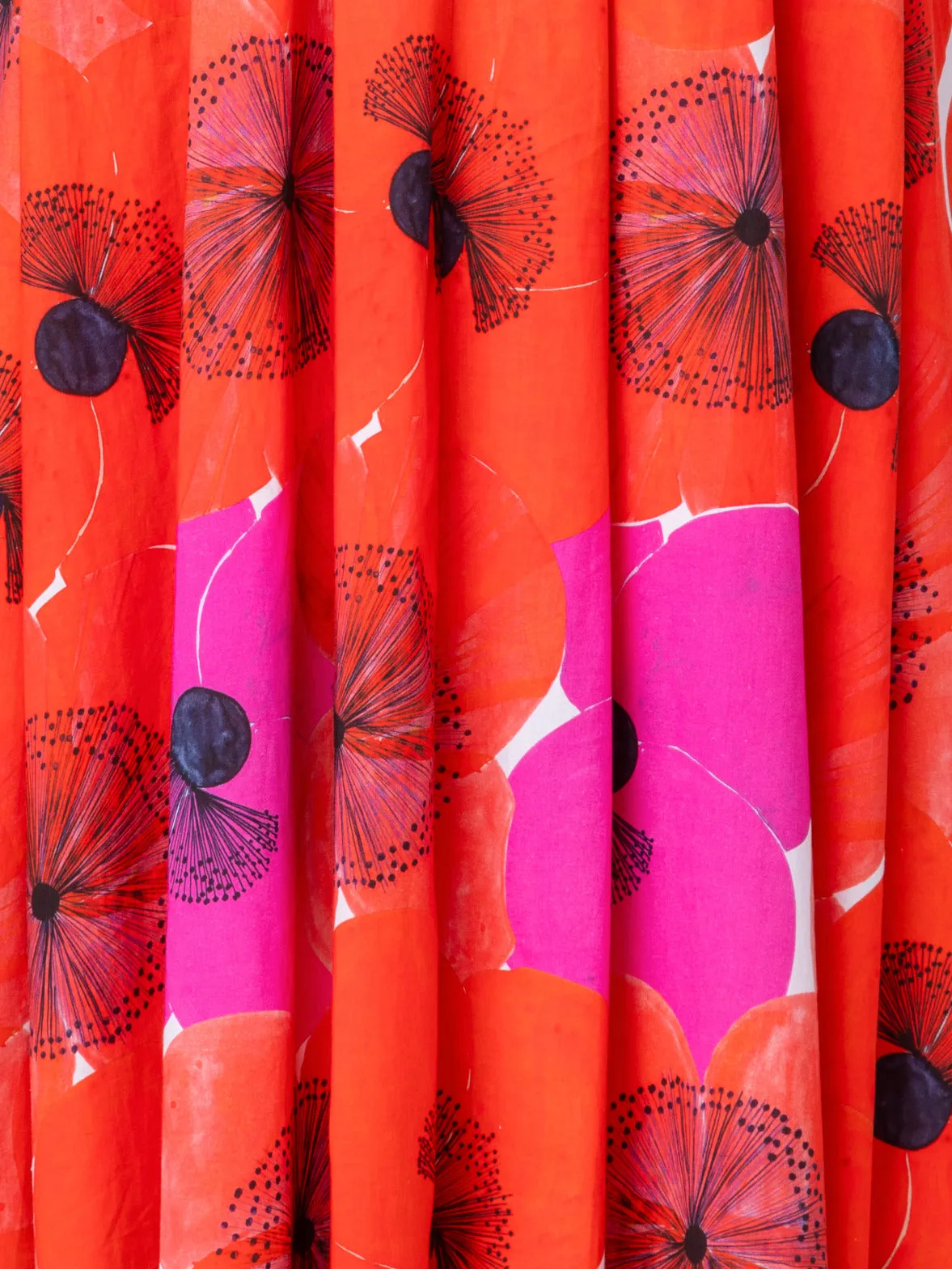 Cotton Voile A-line Skirt with Poppy Print