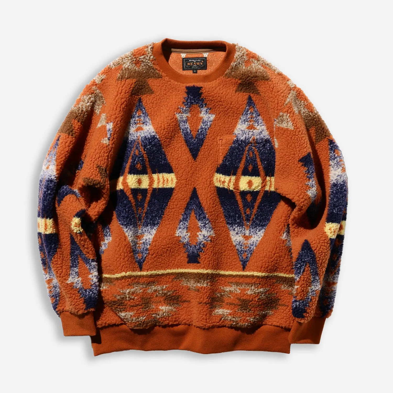 CREW BOA FLEECE JACQUARD SWEATSHIRT - ORANGE