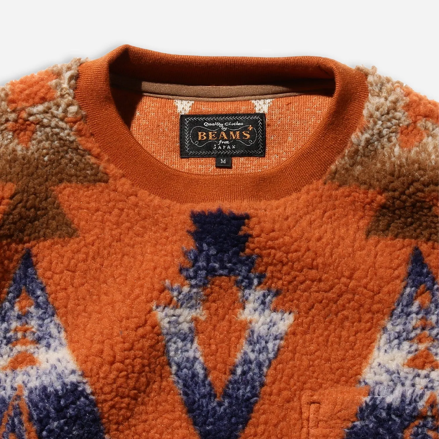 CREW BOA FLEECE JACQUARD SWEATSHIRT - ORANGE