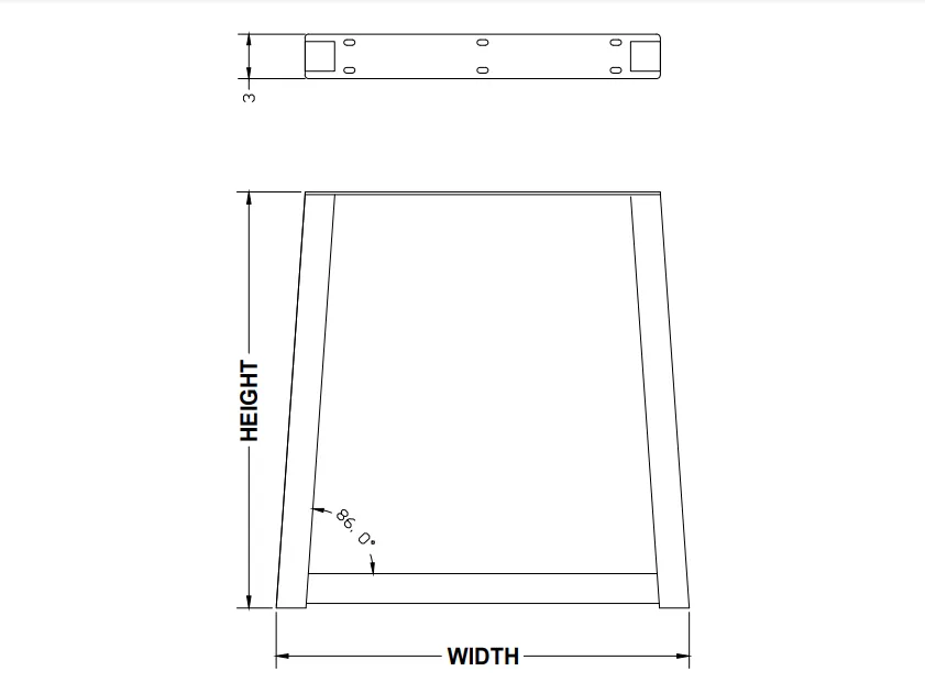 Customizable Trapezoid Wide Tube Leg - Raw Steel