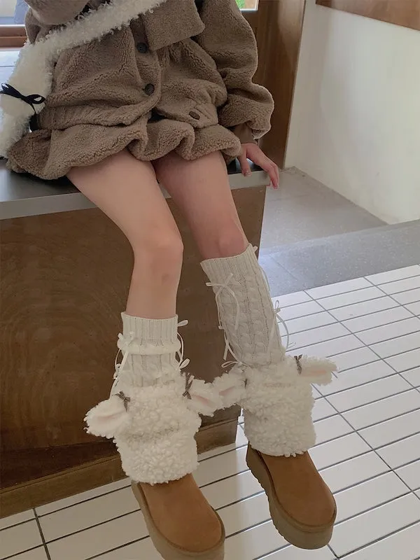 Cute lamb fluffy leg warmers