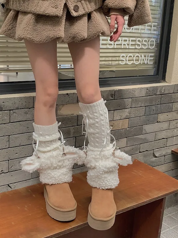 Cute lamb fluffy leg warmers